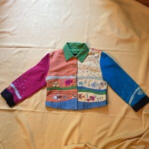 Quilted colorful beach fish themed cotton jacket